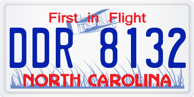 NC license plate DDR8132