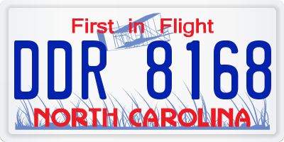 NC license plate DDR8168