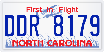 NC license plate DDR8179
