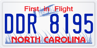 NC license plate DDR8195