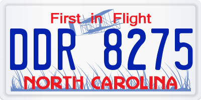 NC license plate DDR8275