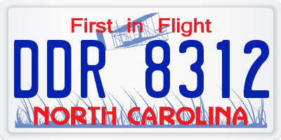NC license plate DDR8312