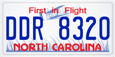 NC license plate DDR8320