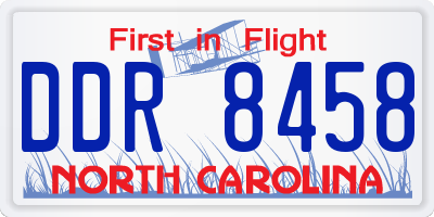 NC license plate DDR8458