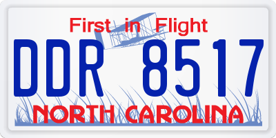 NC license plate DDR8517