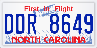 NC license plate DDR8649