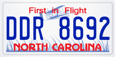 NC license plate DDR8692