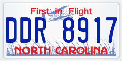 NC license plate DDR8917