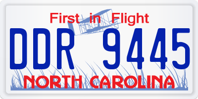 NC license plate DDR9445