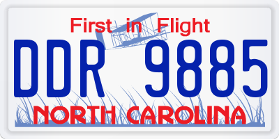 NC license plate DDR9885