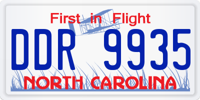 NC license plate DDR9935