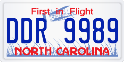 NC license plate DDR9989