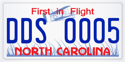 NC license plate DDS0005