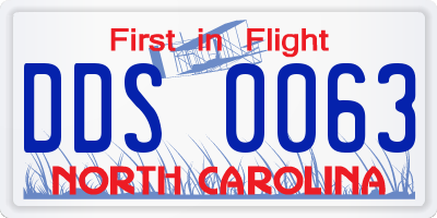 NC license plate DDS0063