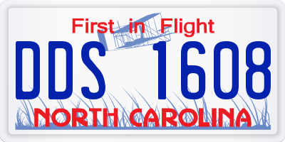 NC license plate DDS1608