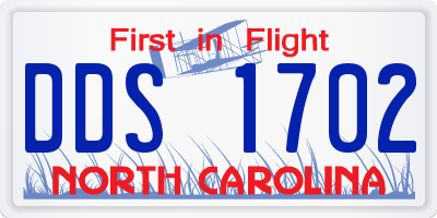 NC license plate DDS1702