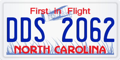 NC license plate DDS2062