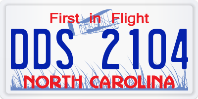 NC license plate DDS2104