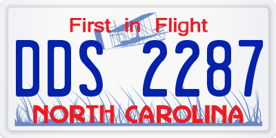 NC license plate DDS2287