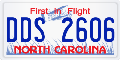 NC license plate DDS2606
