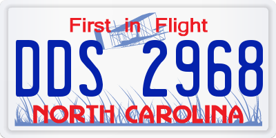 NC license plate DDS2968
