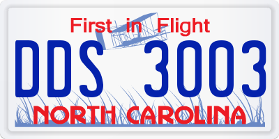 NC license plate DDS3003