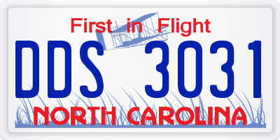 NC license plate DDS3031