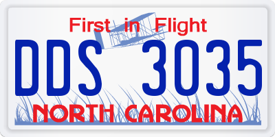 NC license plate DDS3035