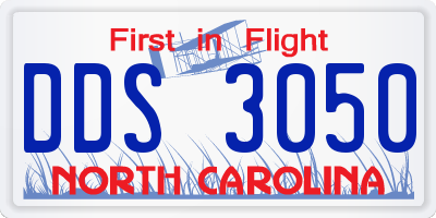 NC license plate DDS3050
