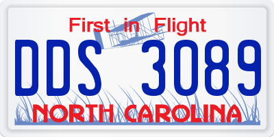 NC license plate DDS3089