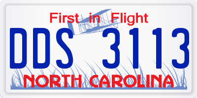 NC license plate DDS3113