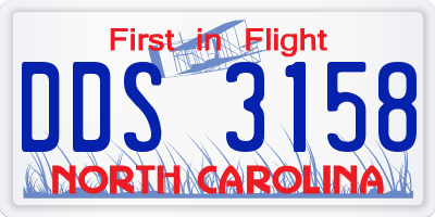 NC license plate DDS3158