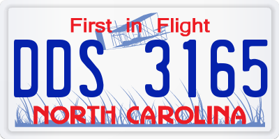 NC license plate DDS3165