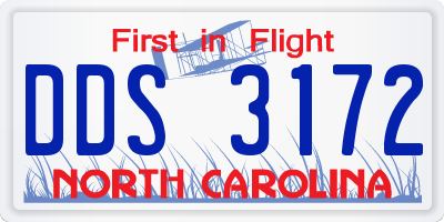 NC license plate DDS3172