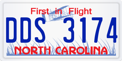 NC license plate DDS3174