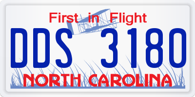 NC license plate DDS3180