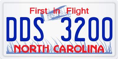 NC license plate DDS3200