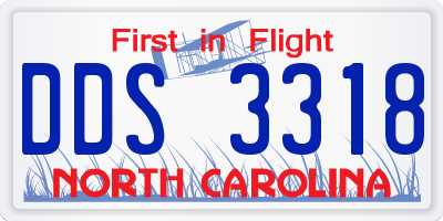 NC license plate DDS3318