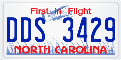 NC license plate DDS3429