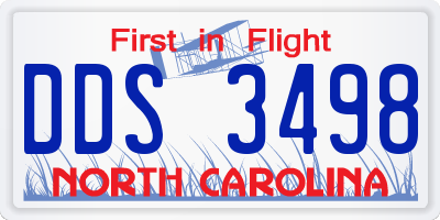NC license plate DDS3498