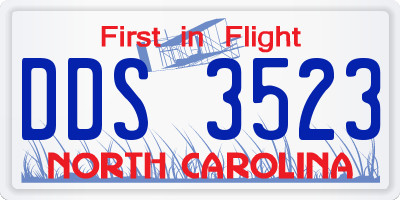 NC license plate DDS3523