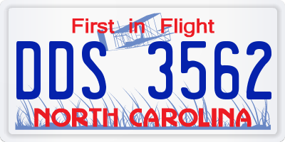 NC license plate DDS3562
