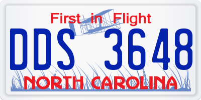 NC license plate DDS3648