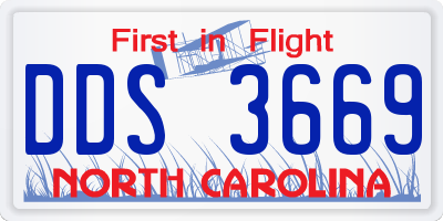 NC license plate DDS3669
