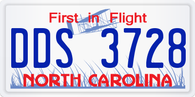 NC license plate DDS3728