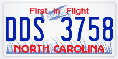 NC license plate DDS3758