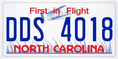 NC license plate DDS4018