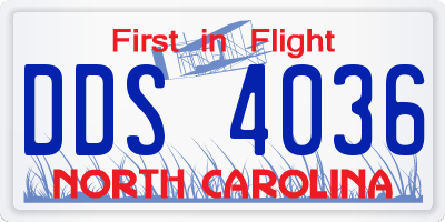NC license plate DDS4036