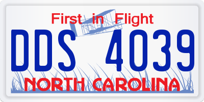 NC license plate DDS4039