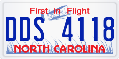 NC license plate DDS4118